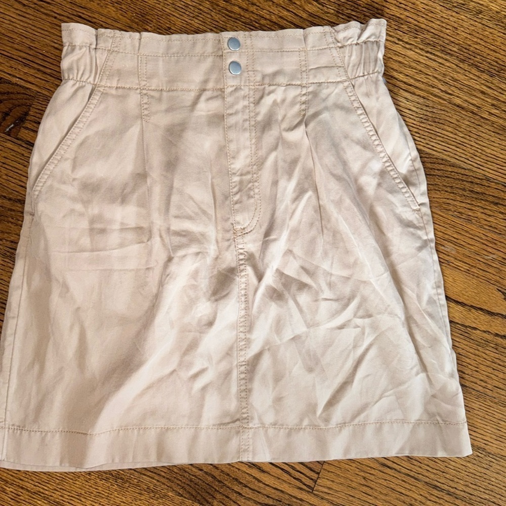 LOFT Womens A-Line Skirt Front Snap Button 100% Lyocell Khaki Sz 2